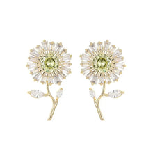 Load image into Gallery viewer, Delightful Short Stem Leaf Yellow Daisy Flower Stud Earrings Summer Wear Jewelry
