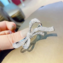 Load image into Gallery viewer, Elegancy Statement Full Micro Pave CZ Long Ribbon Bow Open Rings for Women Gala Accessory
