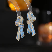 Load image into Gallery viewer, Elegant Full Pave CZ Ribbon Bowtie Earrings for Women Daily Wear
