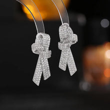 Load image into Gallery viewer, Elegant Full Pave CZ Ribbon Bowtie Earrings for Women Daily Wear
