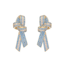 Load image into Gallery viewer, Elegant Full Pave CZ Ribbon Bowtie Earrings for Women Daily Wear
