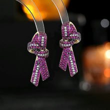 Load image into Gallery viewer, Elegant Full Pave CZ Ribbon Bowtie Earrings for Women Daily Wear
