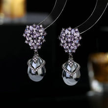 Load image into Gallery viewer, European Vintage Stylish Cluster CZ Pear and Pearl Drop Earrings Elegancy Jewelry
