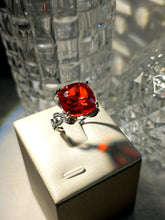 Load image into Gallery viewer, Brilliant Faceted Cut Blood Red Cubic Zircon Stone Cocktail Rings with Twisted Band
