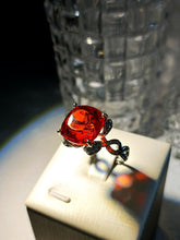 Load image into Gallery viewer, Brilliant Faceted Cut Blood Red Cubic Zircon Stone Cocktail Rings with Twisted Band
