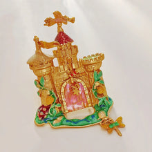 Load image into Gallery viewer, Fantastic Angles and Sequins Enamel Fairy Castle Brooch with Tassel Drop
