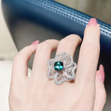 Load image into Gallery viewer, Fantastic Tiered Bloom Enamel Green Orchid Flower Cocktail Rings for Women Formal Party
