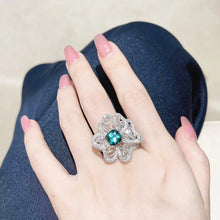 Load image into Gallery viewer, Fantastic Tiered Bloom Enamel Green Orchid Flower Cocktail Rings for Women Formal Party
