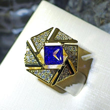 Load image into Gallery viewer, Geometrical Fashion Clear Triangle &amp; Purple Square Stone Brooch pin
