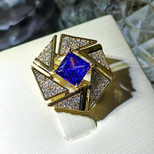 Load image into Gallery viewer, Geometrical Fashion Clear Triangle &amp; Purple Square Stone Brooch pin
