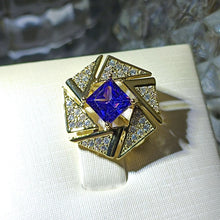 Load image into Gallery viewer, Geometrical Fashion Clear Triangle &amp; Purple Square Stone Brooch pin
