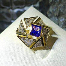 Load image into Gallery viewer, Geometrical Fashion Clear Triangle &amp; Purple Square Stone Brooch pin
