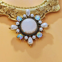 Load image into Gallery viewer, Glossy Iridescent Accent Round Imitated Pearl Brooch Starburst Costume Jewelry
