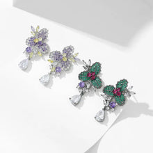 Load image into Gallery viewer, Gogeous Vine &amp; Green Poinsettia Drop Earrings Formal Dressy Jewelry
