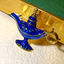 Load image into Gallery viewer, Gorgeous Aladdin Blue Magic Oil Lamp Enamel Brooch Pin Costume Jewelry
