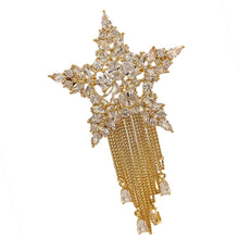 Load image into Gallery viewer, Gorgeous Gold Tone Five-point Star Fringe Tassel Brooch Pin Badge Corset Jewelry
