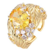 Load image into Gallery viewer, Gorgeous Gold Tone Orange Oval Stone Cocktail Rings Feature with Peacock Feather
