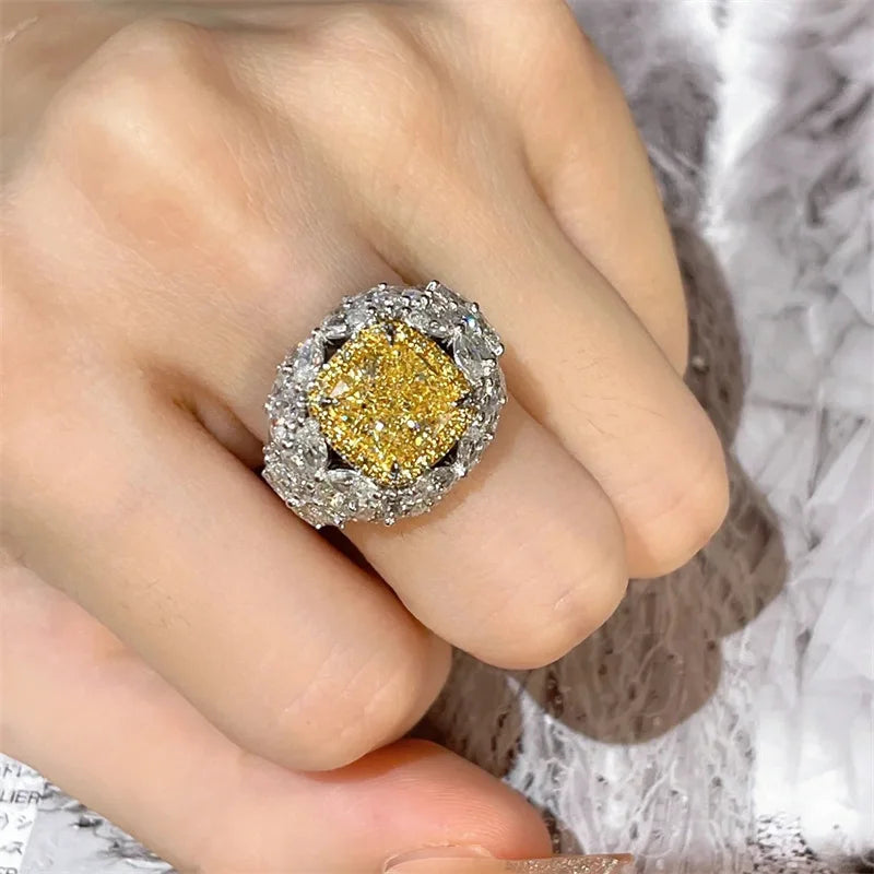 Gorgeous Marquise CZ and Yellow Square Cocktail Rings for Summer Dressy Jewelry