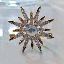 Load image into Gallery viewer, Gorgeous Two-Tiered Baguette CZ &amp; Pearl Starburst Brooch Pin
