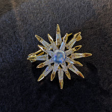 Load image into Gallery viewer, Gorgeous Two-Tiered Baguette CZ &amp; Pearl Starburst Brooch Pin
