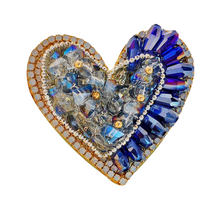 Load image into Gallery viewer, Sparkly Vintage Blue Aurora Boreal Stones Heart Brooch Pin Festival Jewelry
