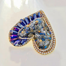 Load image into Gallery viewer, Sparkly Vintage Blue Aurora Boreal Stones Heart Brooch Pin Festival Jewelry
