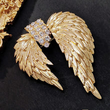 Load image into Gallery viewer, Splendid Antique Brass Gold Angle Wing Brooch Pin Fairy Jewelry
