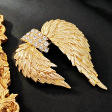 Load image into Gallery viewer, Splendid Antique Brass Gold Angle Wing Brooch Pin Fairy Jewelry
