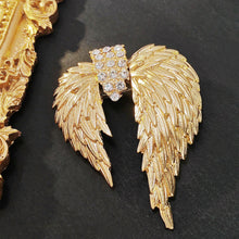 Load image into Gallery viewer, Splendid Antique Brass Gold Angle Wing Brooch Pin Fairy Jewelry
