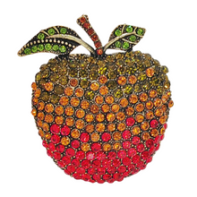 Load image into Gallery viewer, Shiny Green Cherry Red Crystal Apple Brooch Pin Colorful Fruit Jewelry
