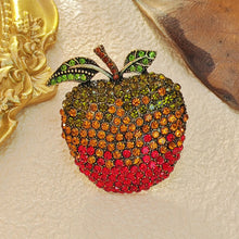 Load image into Gallery viewer, Shiny Green Cherry Red Crystal Apple Brooch Pin Colorful Fruit Jewelry
