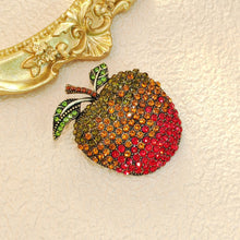 Load image into Gallery viewer, Shiny Green Cherry Red Crystal Apple Brooch Pin Colorful Fruit Jewelry
