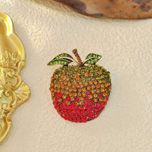 Load image into Gallery viewer, Shiny Green Cherry Red Crystal Apple Brooch Pin Colorful Fruit Jewelry
