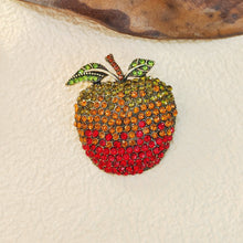 Load image into Gallery viewer, Shiny Green Cherry Red Crystal Apple Brooch Pin Colorful Fruit Jewelry
