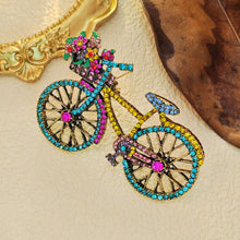 Load image into Gallery viewer, Cheerful Colorful Crystal Bicycle Pin Brooch with Full Flower Basket
