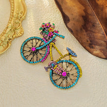 Load image into Gallery viewer, Cheerful Colorful Crystal Bicycle Pin Brooch with Full Flower Basket
