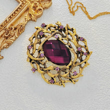 Load image into Gallery viewer, Vintage Stylish Amethyst Purple Oval Art Deco Brooch with Branch Detail
