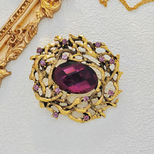 Load image into Gallery viewer, Vintage Stylish Amethyst Purple Oval Art Deco Brooch with Branch Detail
