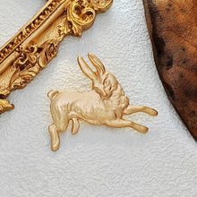 Load image into Gallery viewer, Whimsy Brass Gold Stamping Running Rabbit Brooch Pin Vintage Animal Brooch
