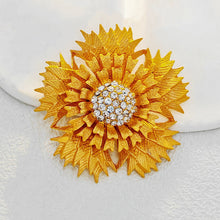 Load image into Gallery viewer, Retro Gold Flower Brooch with Texture and Layered Petal
