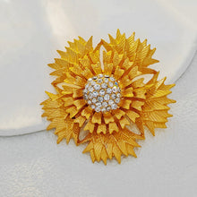 Load image into Gallery viewer, Retro Gold Flower Brooch with Texture and Layered Petal
