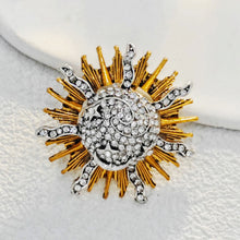 Load image into Gallery viewer, Fabulous Gold &amp; Crystal Moon Star Celestial Brooch Pin Burst Jewelry
