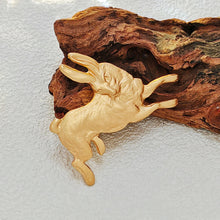 Load image into Gallery viewer, Whimsy Brass Gold Stamping Running Rabbit Brooch Pin Vintage Animal Brooch
