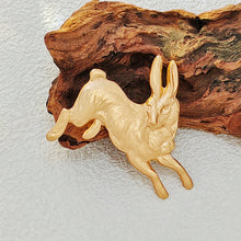 Load image into Gallery viewer, Whimsy Brass Gold Stamping Running Rabbit Brooch Pin Vintage Animal Brooch
