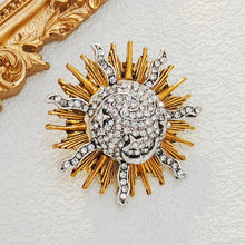 Load image into Gallery viewer, Fabulous Gold &amp; Crystal Moon Star Celestial Brooch Pin Burst Jewelry
