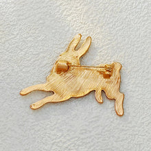 Load image into Gallery viewer, Whimsy Brass Gold Stamping Running Rabbit Brooch Pin Vintage Animal Brooch
