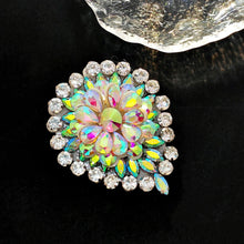 Load image into Gallery viewer, Brilliant Aurora Borealis Round Teardrop Brooch Pin Wedding Accessory
