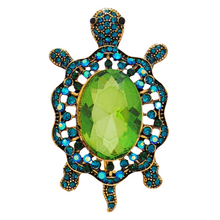 Load image into Gallery viewer, Cute Green Rhinestone Sea Turtle Brooch Pin Beach Jewelry
