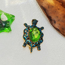 Load image into Gallery viewer, Cute Green Rhinestone Sea Turtle Brooch Pin Beach Jewelry
