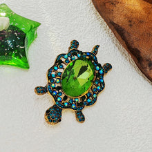 Load image into Gallery viewer, Cute Green Rhinestone Sea Turtle Brooch Pin Beach Jewelry
